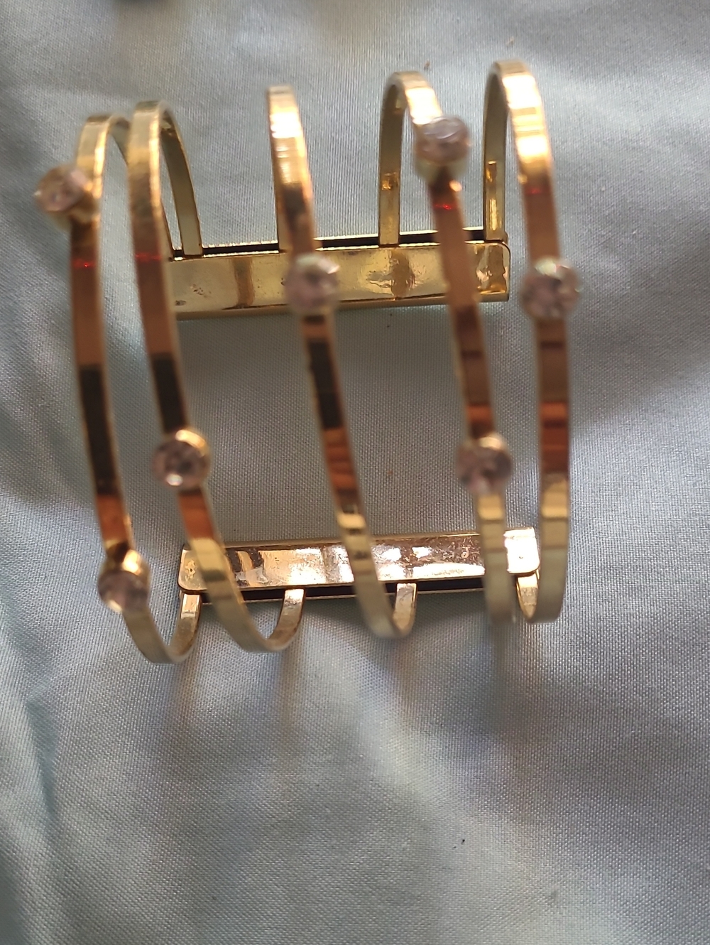 Gold Crystal Accent Cuff Bracelet - Women Jewelry